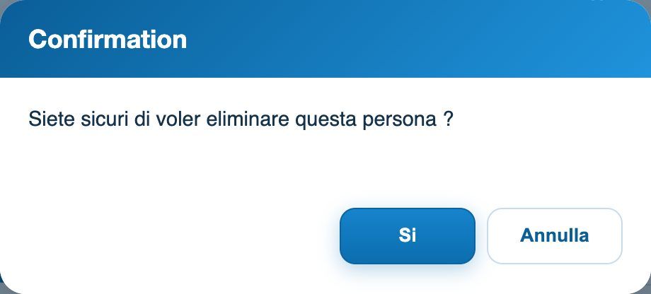 La conferma prima di rimuovere una persona dai soci